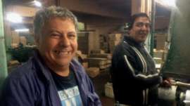 Julio Marinero at work in the factory